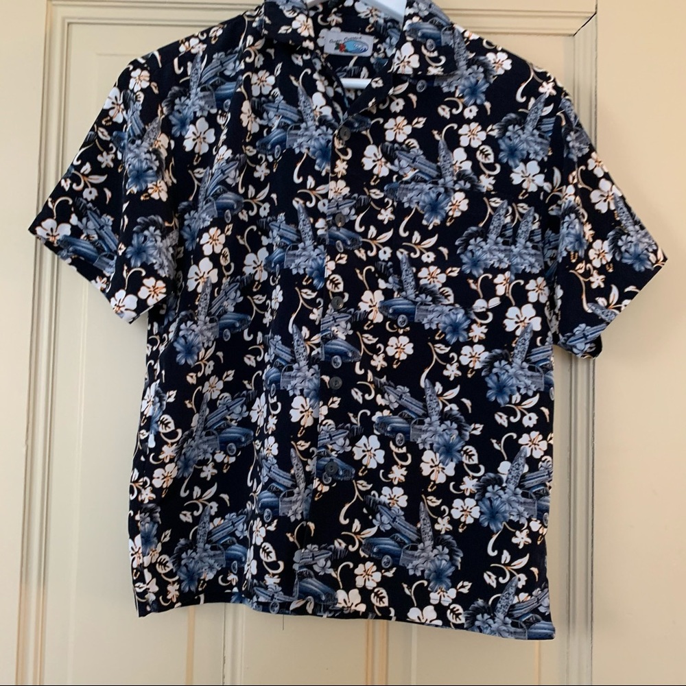 Vintage Blue Car Souvenir Button-Down Top SZ M - Picture 5 of 13